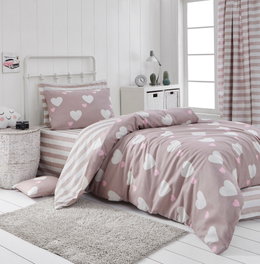 L'essentiel linge de maison Herz - Juego de funda de edredón individual Dusty Rose
